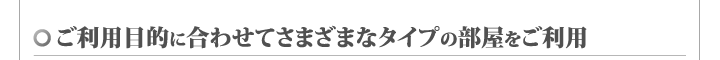 ご利用目的に合わせてさまざまなタイプの部屋をご利用